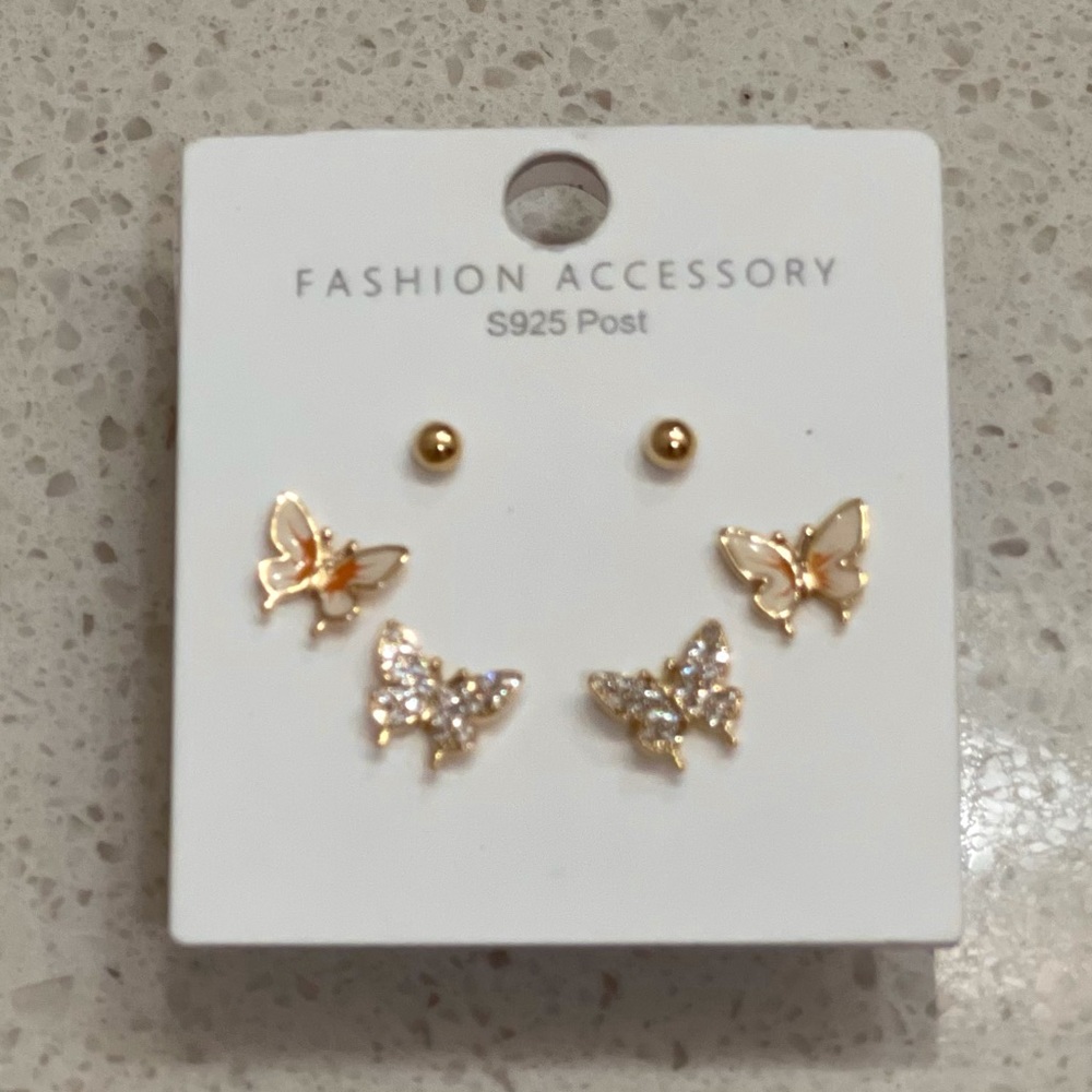 3 Pairs Butterly Earrings